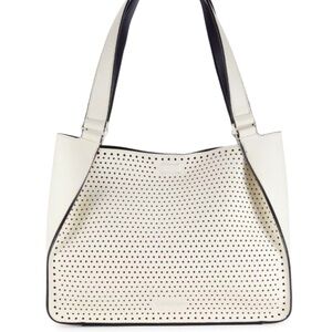 Calvin Klein Estelle Off-White Perforated Leather Tote Bag